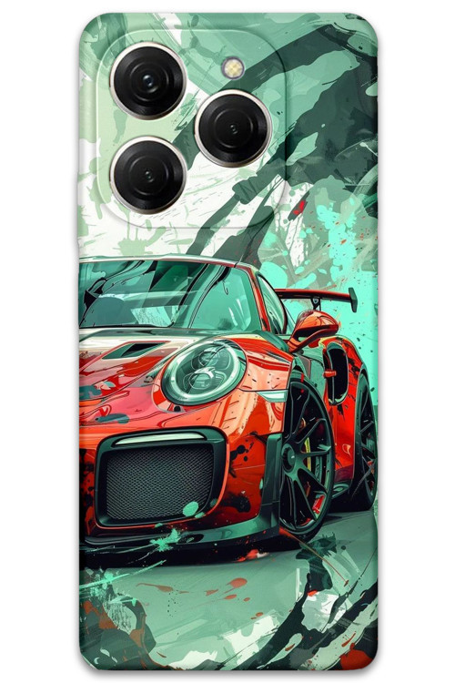 Tecno Spark 20 Pro Uyumlu Araba Desenli Telefon Kılıfı + Ekran Koruyucu - 5765