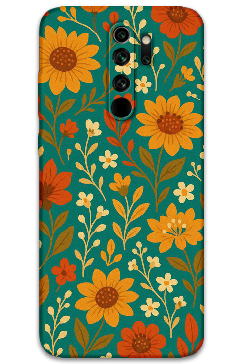 Xiaomi Redmi Note 8 Pro Uyumlu Çiçek Desenli Telefon Kılıfı + Ekran Koruyucu - 5786