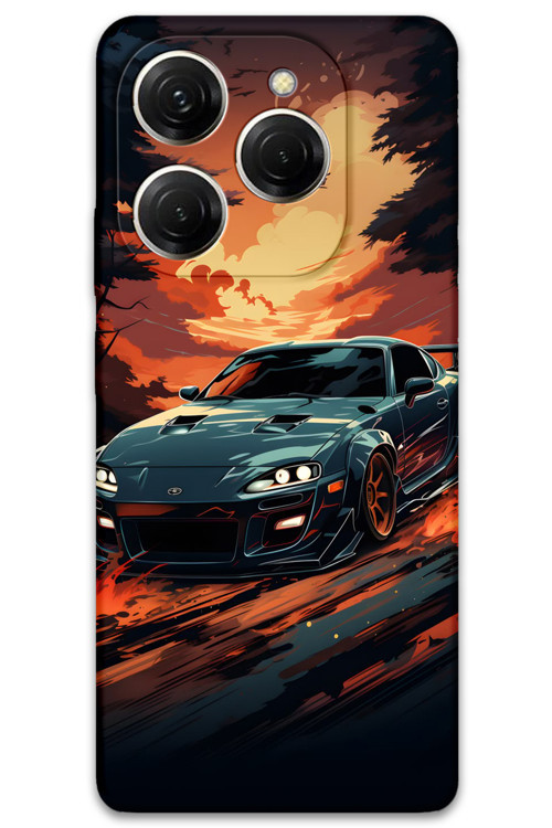 Tecno Spark 20 Pro Uyumlu Araba Desenli Telefon Kılıfı + Ekran Koruyucu - 5766