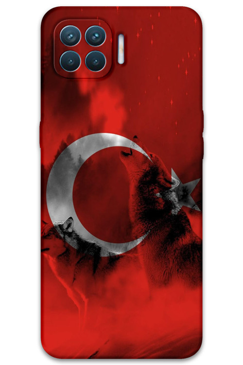 Oppo Reno 4 Lite Uyumlu Türk Bayrağı Desenli Telefon Kılıfı + Ekran Koruyucu - 5854