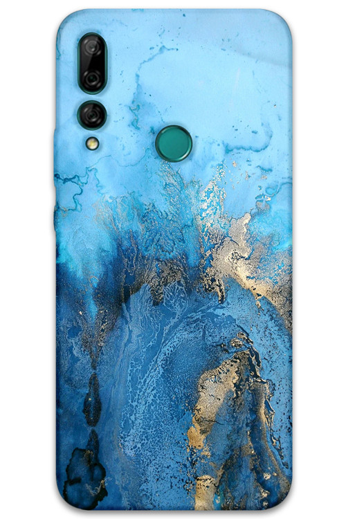Huawei P Smart Z Uyumlu Mermer Desenli Telefon Kılıfı + Ekran Koruyucu - 5812