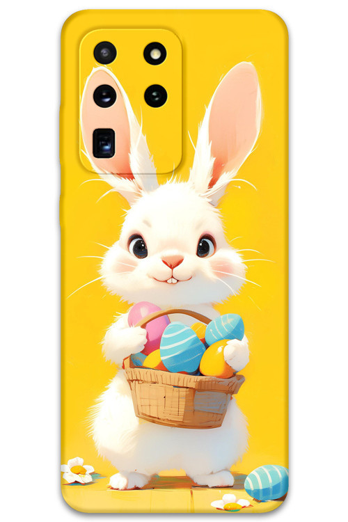 Galaxy S20 Ultra Uyumlu Tavşan Desenli Telefon Kılıfı + Ekran Koruyucu - 5806