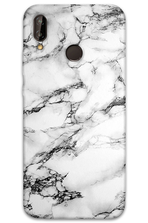 Huawei P Smart 2019 Uyumlu Mermer Desenli Telefon Kılıfı + Ekran Koruyucu - 5817