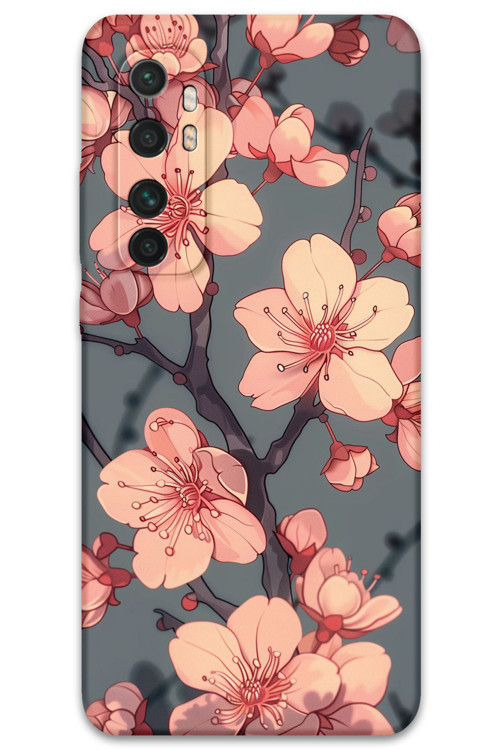 Xiaomi Mi Note 10 Lite Uyumlu Çiçek Desenli Telefon Kılıfı + Ekran Koruyucu - 5801