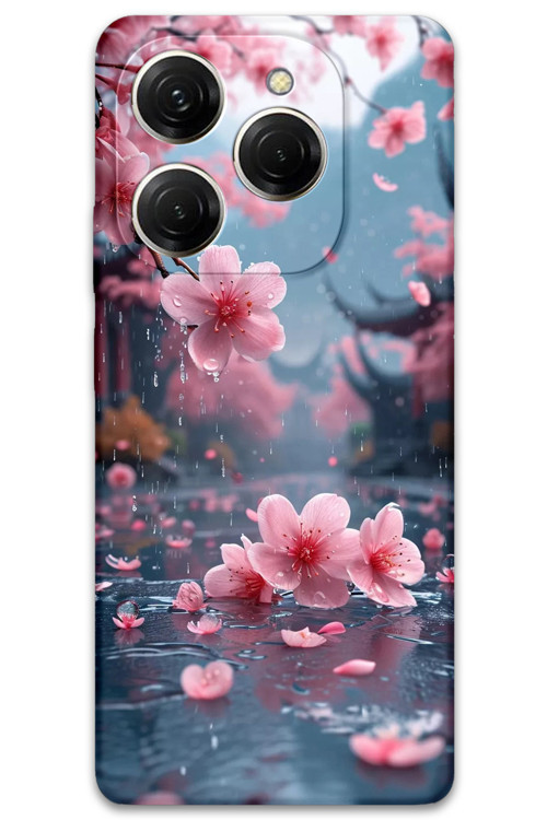 Tecno Spark 20 Pro Uyumlu Çiçek Desenli Telefon Kılıfı + Ekran Koruyucu - 5794