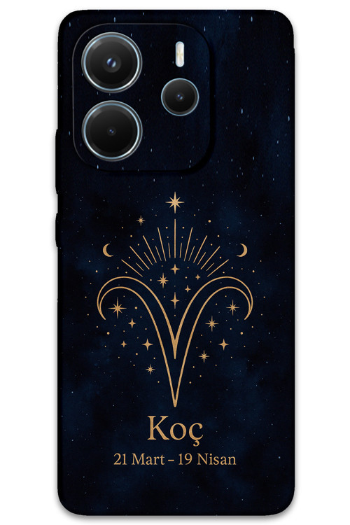 Xiaomi Redmi Note 14 4G Uyumlu Koç Burcu Desenli Telefon Kılıfı + Ekran Koruyucu - 5768