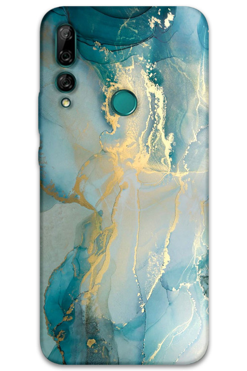 Huawei P Smart Z Uyumlu Mermer Desenli Telefon Kılıfı + Ekran Koruyucu - 5814