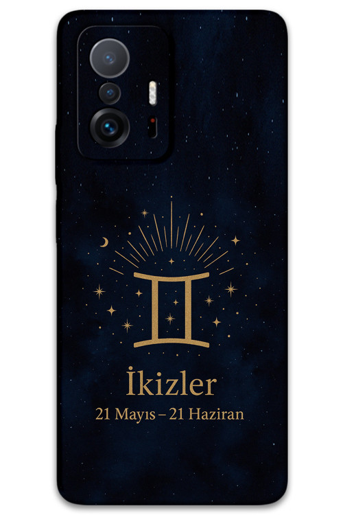 Xiaomi Mi 11T Pro Uyumlu İkizler Burcu Desenli Telefon Kılıfı + Ekran Koruyucu - 5770