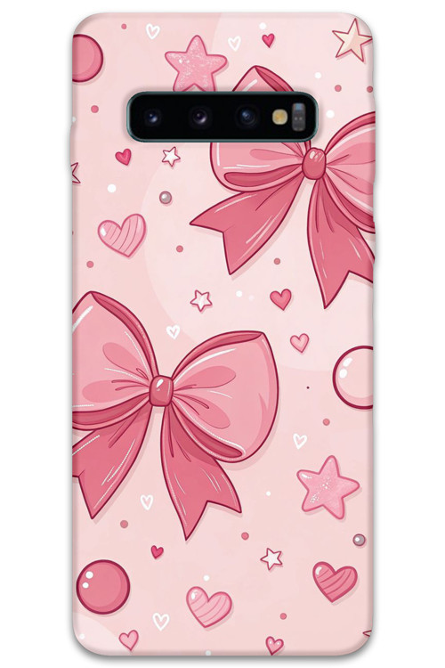 Galaxy S10 Plus Uyumlu Kurdele Desenli Telefon Kılıfı + Ekran Koruyucu - 5803