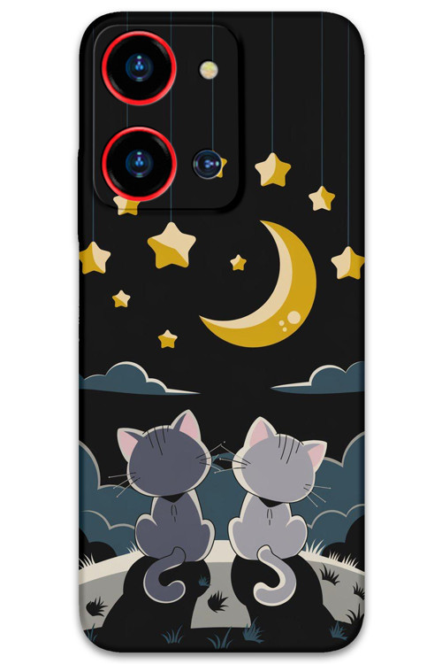 Reeder S19 Max Pro S Zoom Uyumlu Kedi Desenli Telefon Kılıfı + Ekran Koruyucu - 5809
