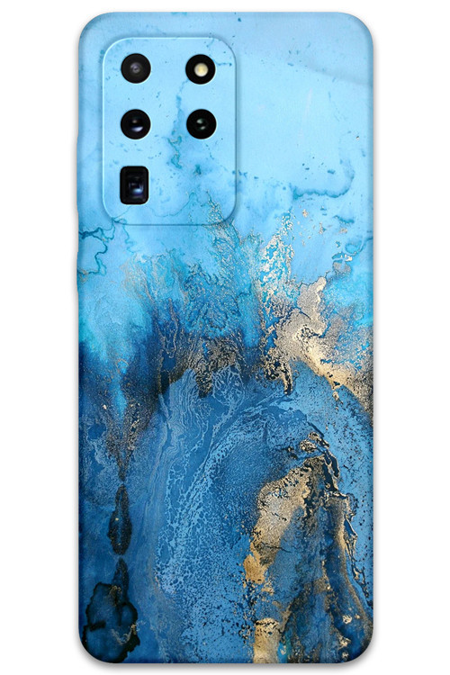Galaxy S20 Ultra Uyumlu Mermer Desenli Telefon Kılıfı + Ekran Koruyucu - 5812