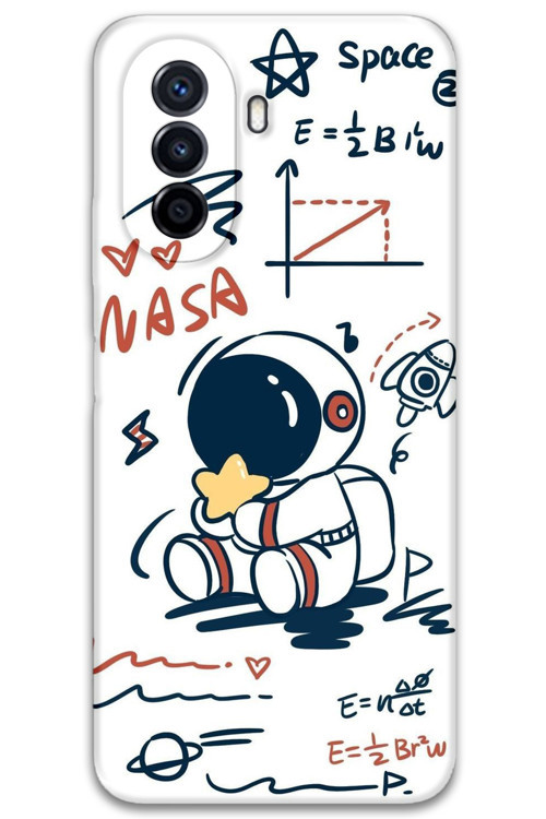 Huawei Nova Y70 Uyumlu Astronot Desenli Telefon Kılıfı + Ekran Koruyucu - 5858