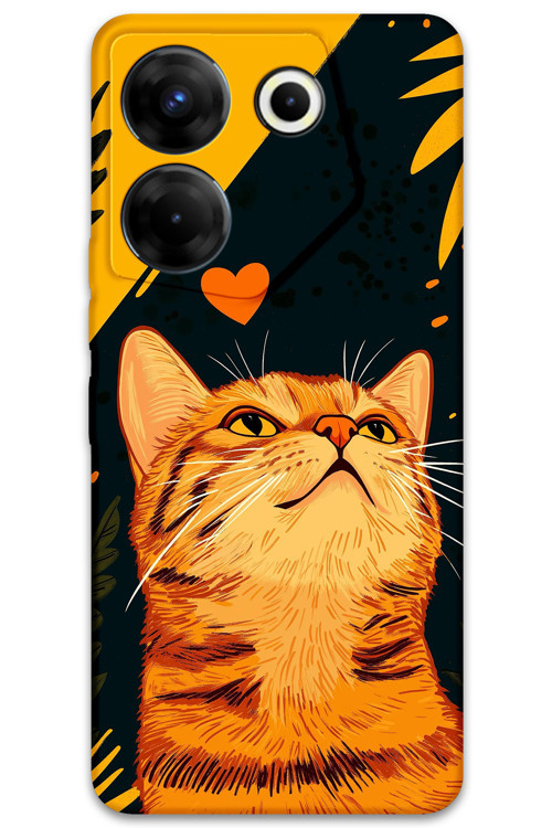 Tecno Camon 20 Pro 4G Uyumlu Kedi Desenli Telefon Kılıfı + Ekran Koruyucu - 5783