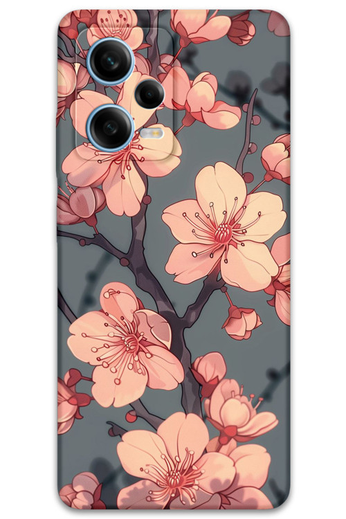 Xiaomi Redmi Note 12 5G Uyumlu Çiçek Desenli Telefon Kılıfı + Ekran Koruyucu - 5801