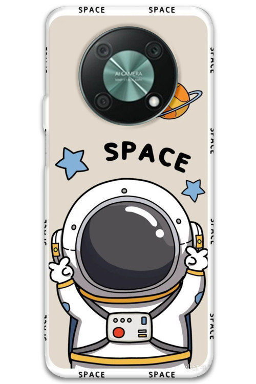 Huawei Nova Y90 Uyumlu Astronot Desenli Telefon Kılıfı + Ekran Koruyucu - 5865