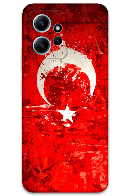 Xiaomi Redmi Note 12 4G Uyumlu Türk Bayrağı Desenli Telefon Kılıfı + Ekran Koruyucu - 5847