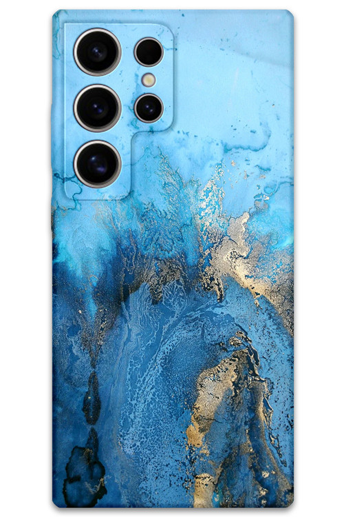 Galaxy S23 Ultra Uyumlu Mermer Desenli Telefon Kılıfı + Ekran Koruyucu - 5812