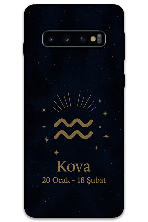 Galaxy S10 Plus Uyumlu Kova Burcu Desenli Telefon Kılıfı + Ekran Koruyucu - 5778