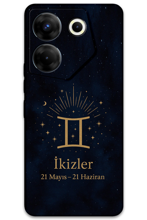 Tecno Camon 20 Uyumlu İkizler Burcu Desenli Telefon Kılıfı + Ekran Koruyucu - 5770