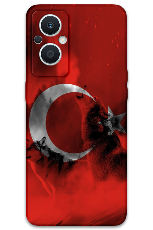 Oppo Reno 7 Lite Uyumlu Türk Bayrağı Desenli Telefon Kılıfı + Ekran Koruyucu - 5854
