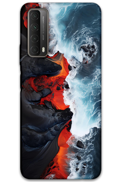 Huawei P Smart 2021 Uyumlu Mermer Desenli Telefon Kılıfı + Ekran Koruyucu - 5811