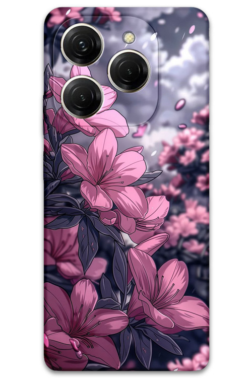 Tecno Spark 20 Pro Uyumlu Çiçek Desenli Telefon Kılıfı + Ekran Koruyucu - 5796