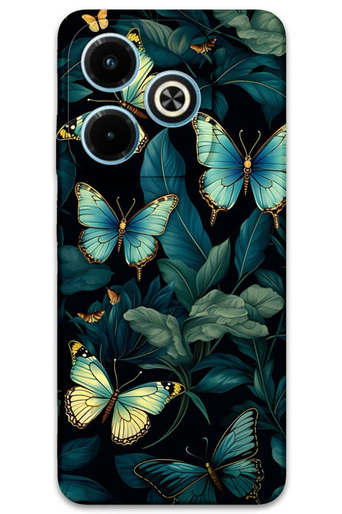 İnfinix Hot 40İ Uyumlu Kelebek Desenli Telefon Kılıfı + Ekran Koruyucu - 5791