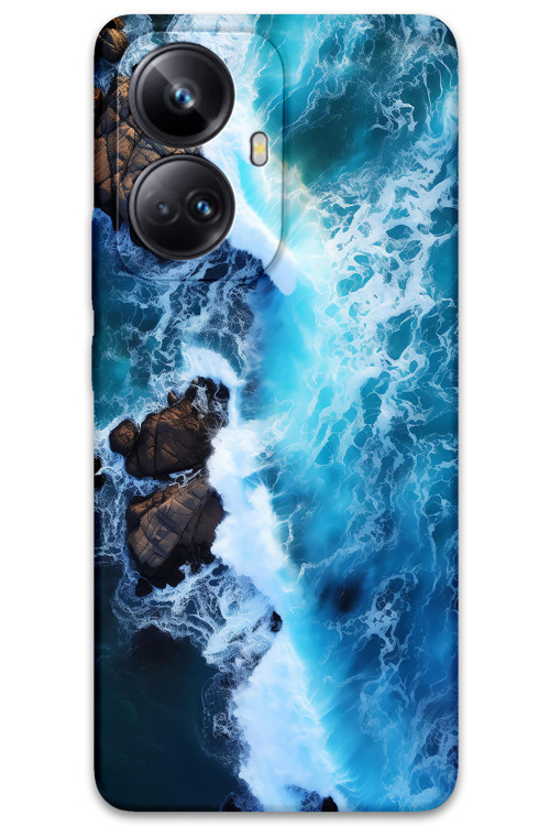 Realme 10 Pro Plus Uyumlu Mermer Desenli Telefon Kılıfı + Ekran Koruyucu - 5810