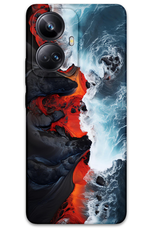 Realme 10 Pro Plus Uyumlu Mermer Desenli Telefon Kılıfı + Ekran Koruyucu - 5811