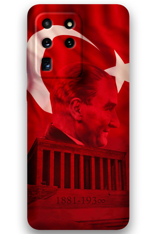 Galaxy S20 Ultra Uyumlu Atatürk Desenli Telefon Kılıfı + Ekran Koruyucu - 5848