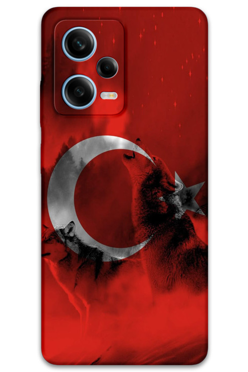 Xiaomi Redmi Note 12 5G Uyumlu Türk Bayrağı Desenli Telefon Kılıfı + Ekran Koruyucu - 5854