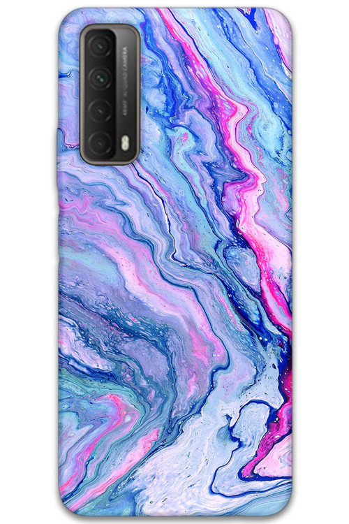 Huawei P Smart 2021 Uyumlu Mermer Desenli Telefon Kılıfı + Ekran Koruyucu - 5816