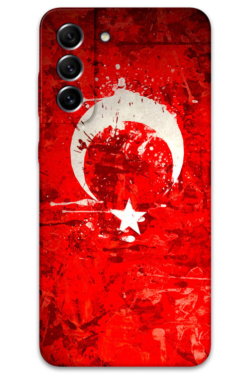 Galaxy S21 Fe Uyumlu Türk Bayrağı Desenli Telefon Kılıfı + Ekran Koruyucu - 5847