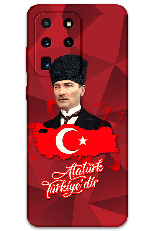 Galaxy S20 Ultra Uyumlu Atatürk Desenli Telefon Kılıfı + Ekran Koruyucu - 5851