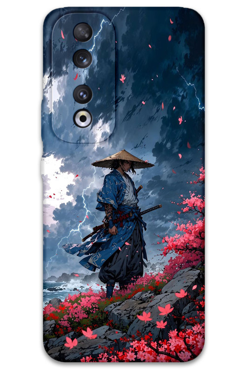 Huawei Honor 90 Uyumlu Samuray Desenli Telefon Kılıfı + Ekran Koruyucu - 5825