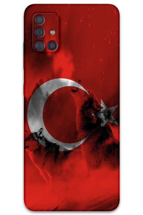 Galaxy A51 Uyumlu Türk Bayrağı Desenli Telefon Kılıfı + Ekran Koruyucu - 5854