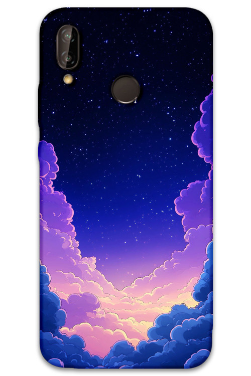 Huawei P Smart 2019 Uyumlu Uzay Desenli Telefon Kılıfı + Ekran Koruyucu - 5867