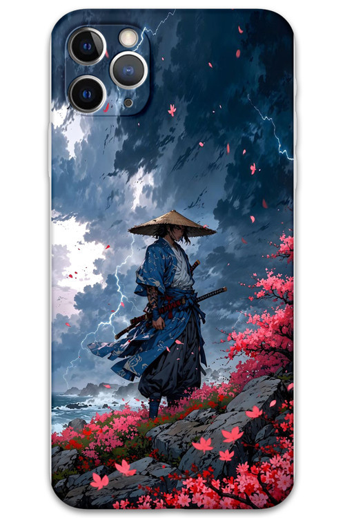 İphone 11 Pro Max Uyumlu Samuray Desenli Telefon Kılıfı + Ekran Koruyucu - 5825