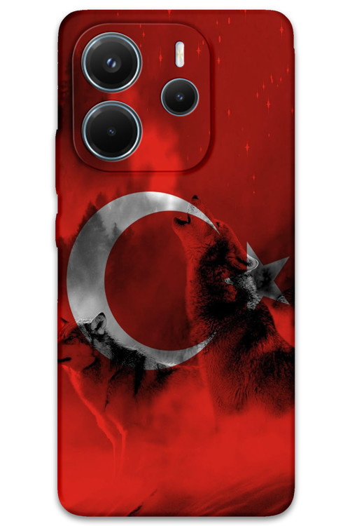 Xiaomi Redmi Note 14 4G Uyumlu Türk Bayrağı Desenli Telefon Kılıfı + Ekran Koruyucu - 5854