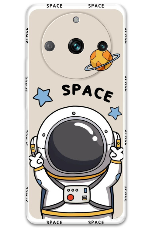 Realme 11 Pro Plus Uyumlu Astronot Desenli Telefon Kılıfı + Ekran Koruyucu - 5865