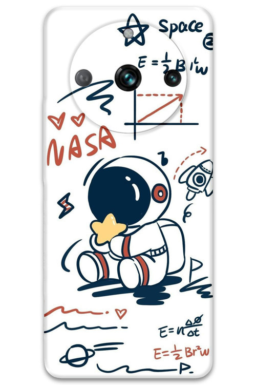 Realme 11 Pro Plus Uyumlu Astronot Desenli Telefon Kılıfı + Ekran Koruyucu - 5858