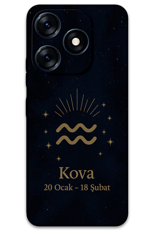 Tecno Spark 20C Uyumlu Kova Burcu Desenli Telefon Kılıfı + Ekran Koruyucu - 5778