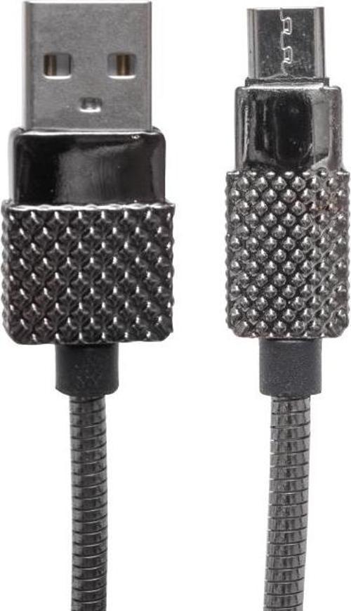 3 AMPER METAL YAYLI 1 METRE MICRO USB DATA VE ŞARJ KABLOSU