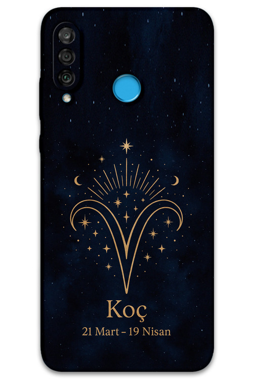 Huawei P30 Lite Uyumlu Koç Burcu Desenli Telefon Kılıfı + Ekran Koruyucu - 5768