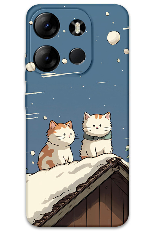 Tecno Spark Go 2023 Uyumlu Kedi Desenli Telefon Kılıfı + Ekran Koruyucu - 5780