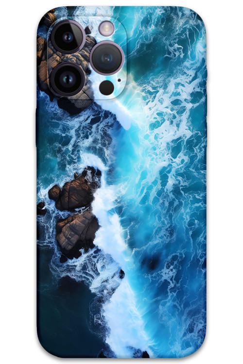 İphone 14 Pro Max Uyumlu Mermer Desenli Telefon Kılıfı + Ekran Koruyucu - 5810
