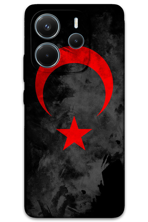 Xiaomi Redmi Note 14 5G Uyumlu Türk Bayrağı Desenli Telefon Kılıfı + Ekran Koruyucu - 5852