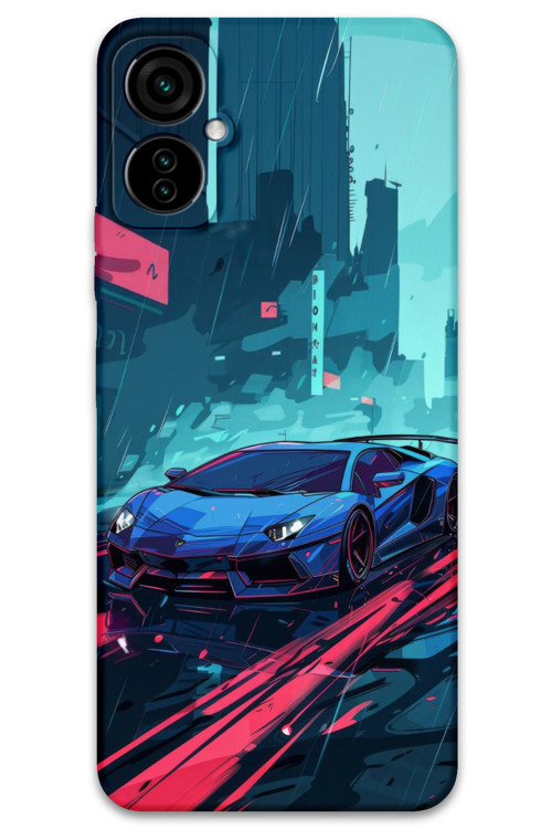 Tecno Camon 19 Neo Uyumlu Araba Desenli Telefon Kılıfı + Ekran Koruyucu - 5763