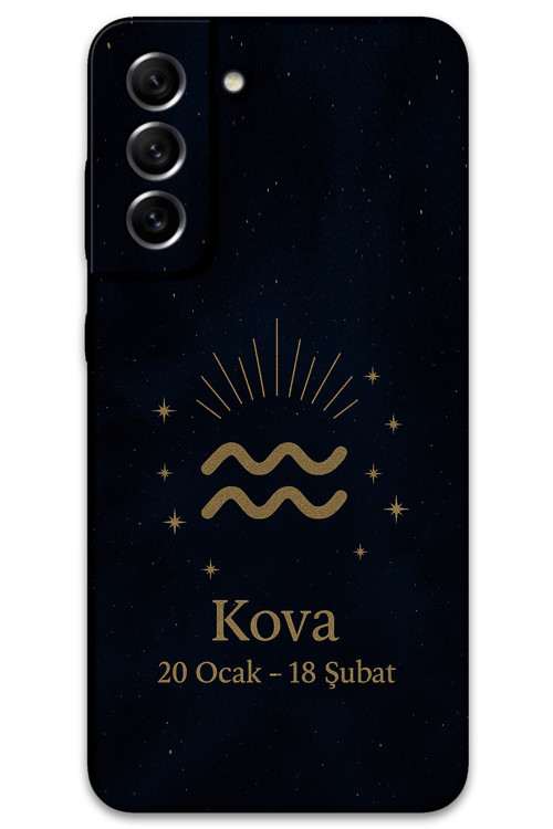 Galaxy S21 Fe Uyumlu Kova Burcu Desenli Telefon Kılıfı + Ekran Koruyucu - 5778