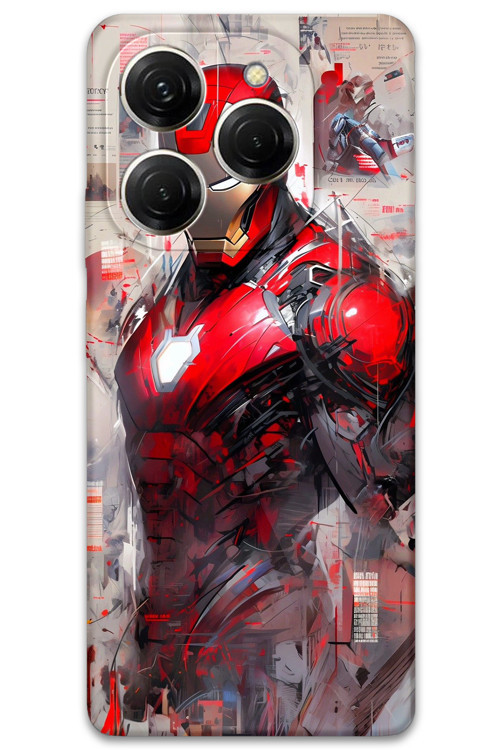 Tecno Spark 20 Pro Uyumlu İronman Desenli Telefon Kılıfı + Ekran Koruyucu - 5828